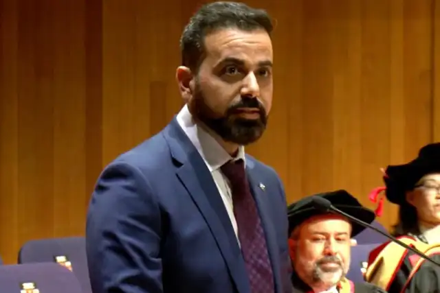 Kanishka Mohaia speaking at a University of New South Wales engineering graduation ceremony.